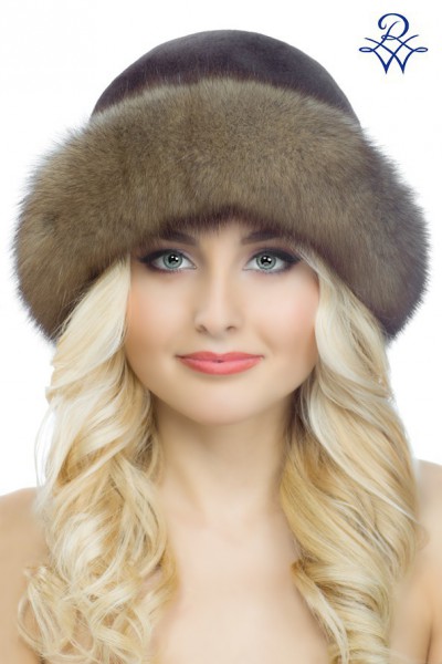 Головной убор меховой 422660 шляпка соболь баргузинский, норка от компании «Русская зима» Головной убор меховой 422660 шляпка соболь баргузинский, норка