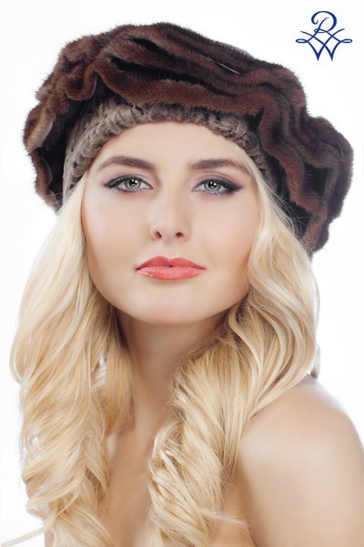 Головной убор меховой женский 43305699 Джулия норка орех, каракульча сур от компании «Русская зима» Головной убор меховой женский 43305699 Джулия норка орех, каракульча сур