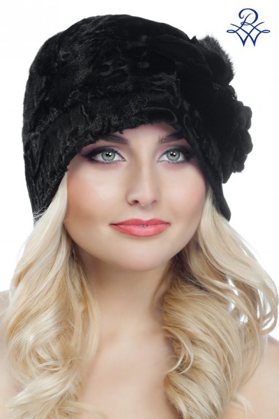 Головной убор меховой 34504564 шляпка Нэп каракульча чёрная от компании «Русская зима» Головной убор меховой 34504564 шляпка Нэп каракульча чёрная