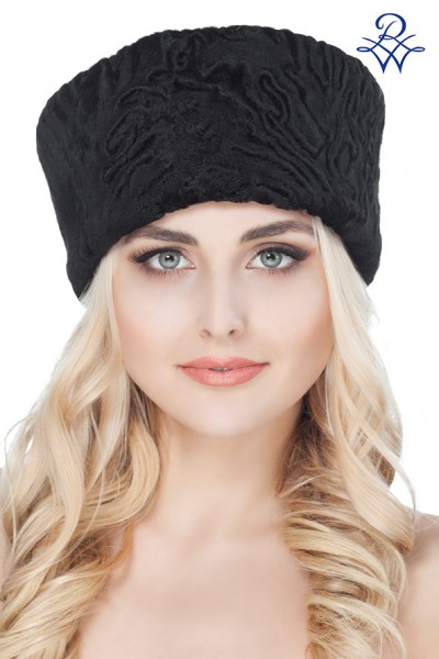 Головной убор меховой женский 744.01 кубанка каракульча чёрная от компании «Русская зима» Головной убор меховой женский 744.01 кубанка каракульча чёрная