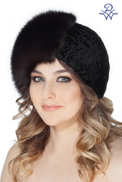 Меховая женская шапка из соболя и свакары 1305.0920.5016 чалма соболь тёмный от компании «Русская зима» Меховая женская шапка из соболя и свакары 1305.0920.5016 чалма соболь тёмный