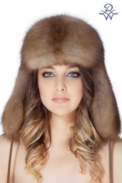 Меховая шапка-ушанка женская из куницы 7792.0920.3025 куница лесная от компании «Русская зима» Меховая шапка-ушанка женская из куницы 7792.0920.3025 куница лесная