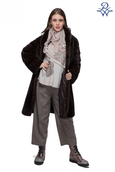 норковая шуба женская модель 248В норка махагон NAFA от компании «Русская зима» норковая шуба женская модель 248В норка махагон NAFA