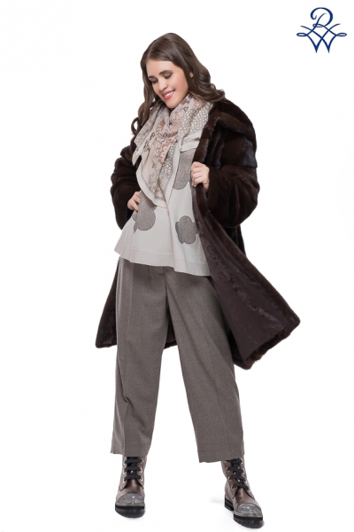 норковая шуба с капюшоном модель 247К норка махагон NAFA от компании «Русская зима» норковая шуба с капюшоном модель 247К норка махагон NAFA