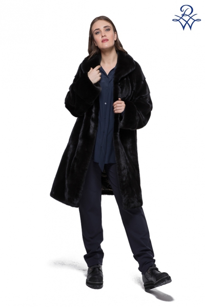 Норковая шуба с воротником модель 250В норка блэкглама (BLACKGLAMA) от компании «Русская зима» Норковая шуба с воротником модель 250В норка блэкглама (BLACKGLAMA)