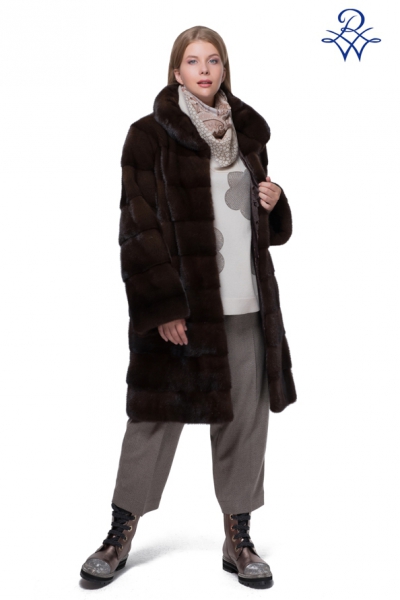 Шуба норковая поперечка 201В норка американский махагон от компании «Русская зима» Шуба норковая поперечка 201В норка американский махагон