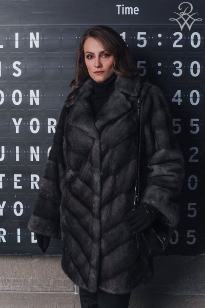 Шуба норковая с английским воротником 252В норка ирис от компании «Русская зима» Шуба норковая с английским воротником 252В норка ирис