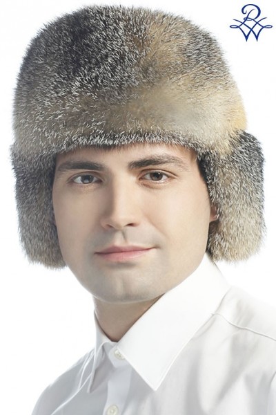 Головной убор меховой мужской 1715 шапка ушанка лиса серая от компании «Русская зима» Головной убор меховой мужской 1715 шапка ушанка лиса серая