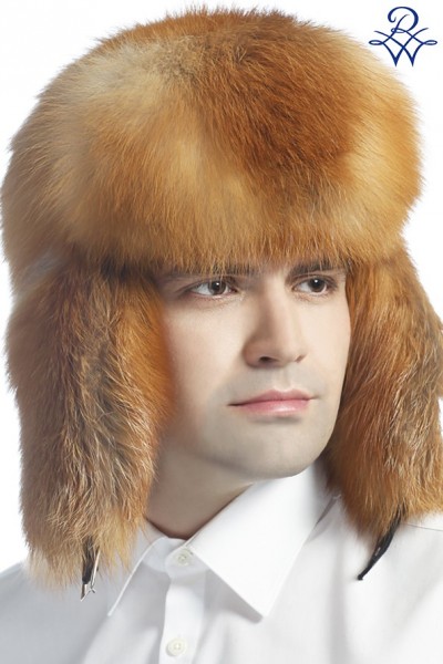 Головной убор меховой мужской 021593 шапка ушанка лиса красная от компании «Русская зима» Головной убор меховой мужской 021593 шапка ушанка лиса красная