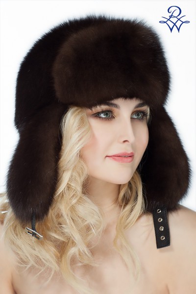 Головной убор меховой уни 4113 ушанка соболь тёмный от компании «Русская зима» Головной убор меховой уни 4113 ушанка соболь тёмный