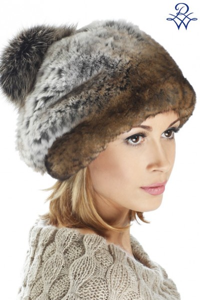 Головной убор меховой женский 36216393 берет Помпушка перфорированный Rex Rabbit деграде от компании «Русская зима» Головной убор меховой женский 36216393 берет Помпушка перфорированный Rex Rabbit деграде