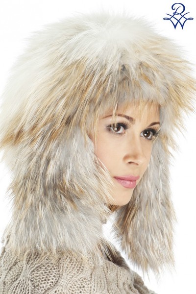 Головной убор меховой женский ушанка лиса platinum gold вязанная от компании «Русская зима» Головной убор меховой женский ушанка лиса platinum gold вязанная