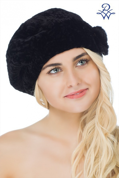 Головной убор меховой 1848 шапка Грация астраган чёрный от компании «Русская зима» Головной убор меховой 1848 шапка Грация астраган чёрный