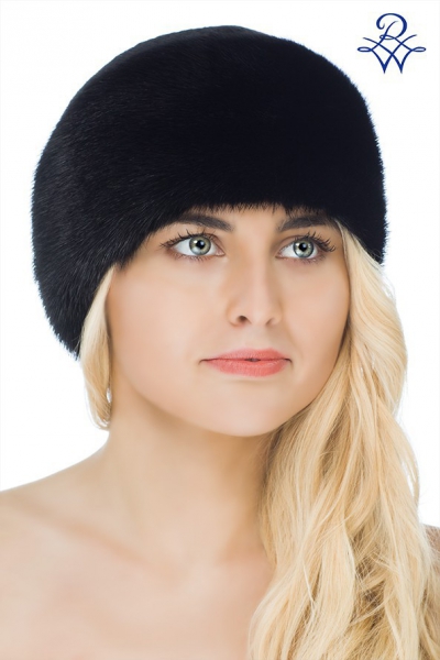 Головной убор меховой 1748 шапка Полина бант норка чёрная, астраган от компании «Русская зима» Головной убор меховой 1748 шапка Полина бант норка чёрная, астраган