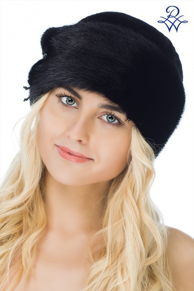 Головной убор меховой женский 1714 боярка норка чёрная, астраган от компании «Русская зима» Головной убор меховой женский 1714 боярка норка чёрная, астраган