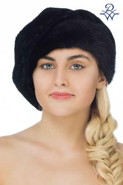 Головной убор меховой женский 1762 шапка Грация астраган чёрный, норка от компании «Русская зима» Головной убор меховой женский 1762 шапка Грация астраган чёрный, норка