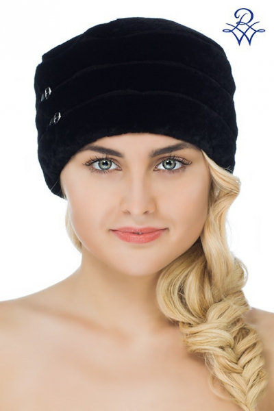 Головной убор меховой женский 1769 шапка Жанет астраган чёрный от компании «Русская зима» Головной убор меховой женский 1769 шапка Жанет астраган чёрный