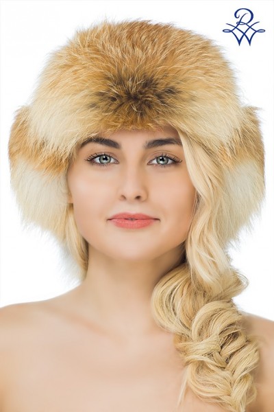 Головной убор меховой 29314082 ушанка лиса красная, кожа от компании «Русская зима» Головной убор меховой 29314082 ушанка лиса красная, кожа