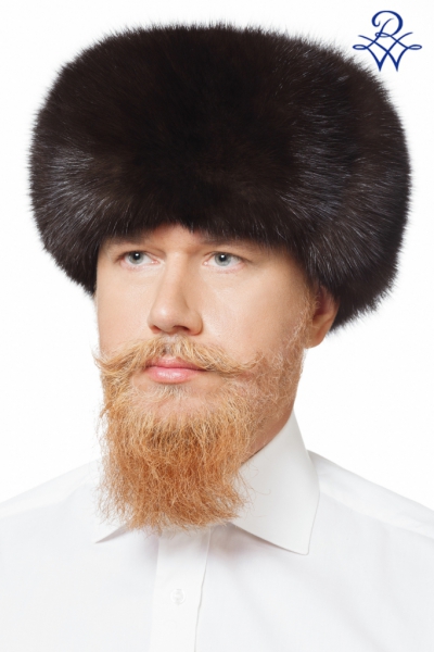 Мужская ушанка из соболя тёмного клеточного от компании «Русская зима» Мужская ушанка из соболя тёмного клеточного