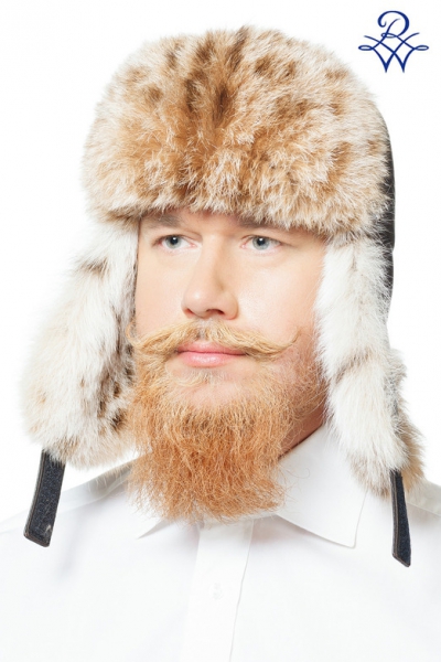 Мужская ушанка комбинированная из рыси и кожи Бизо рысь натуральная, кожа коричневая от компании «Русская зима» Мужская ушанка комбинированная из рыси и кожи Бизо рысь натуральная, кожа коричневая