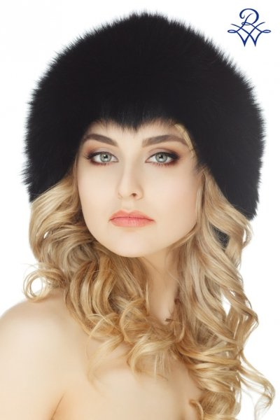 Головной убор меховой женский 15919604 Очарование норка чёрная, песец чёрный от компании «Русская зима» Головной убор меховой женский 15919604 Очарование норка чёрная, песец чёрный
