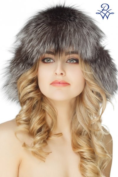 Головной убор меховой 305 Виолетта лиса серебристо-чёрная кожа от компании «Русская зима» Головной убор меховой 305 Виолетта лиса серебристо-чёрная кожа