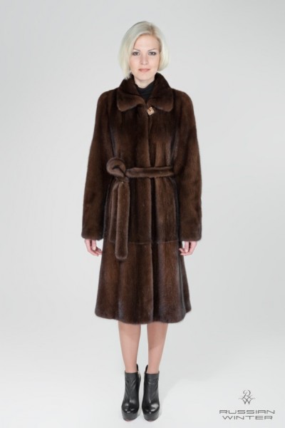 Пальто меховое женское Б104/110 норка сканбраун от компании «Русская зима» Пальто меховое женское Б104/110 норка сканбраун