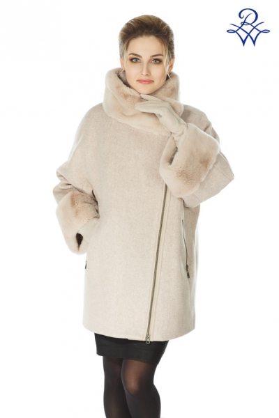 Пальто женское 911 пух, перо, кролик, шерсть свело бежевое от компании «Русская зима» Пальто женское 911 пух, перо, кролик, шерсть свело бежевое