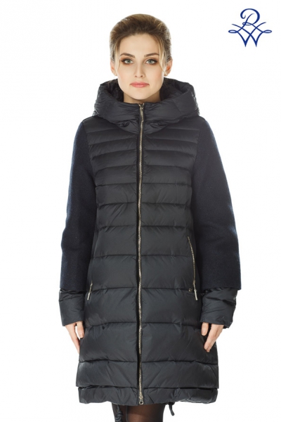 Пальто женское 16у9082 пух, перо, шерсть синий от компании «Русская зима» Пальто женское 16у9082 пух, перо, шерсть синий