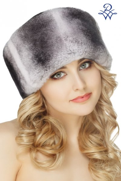 Головной убор меховой женский 144.11Ш Кубанка REX RABBIT шиншилла от компании «Русская зима» Головной убор меховой женский 144.11Ш Кубанка REX RABBIT шиншилла