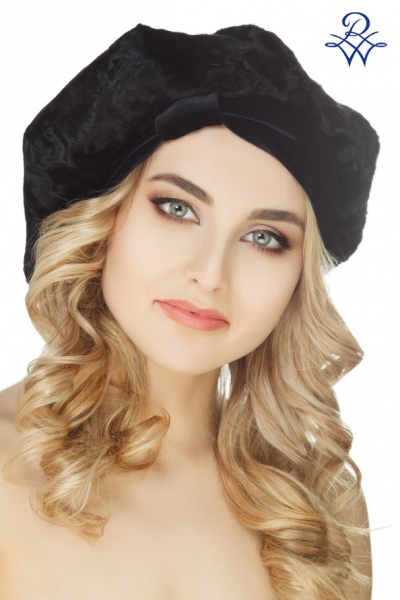 Головной убор меховой женский 46002580 Берет четырёх-клинка каракульча чёрная от компании «Русская зима» Головной убор меховой женский 46002580 Берет четырёх-клинка каракульча чёрная
