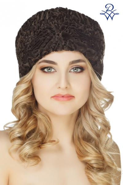 Головной убор меховой женский 744.27 Кубанка каракуль коричневый от компании «Русская зима» Головной убор меховой женский 744.27 Кубанка каракуль коричневый